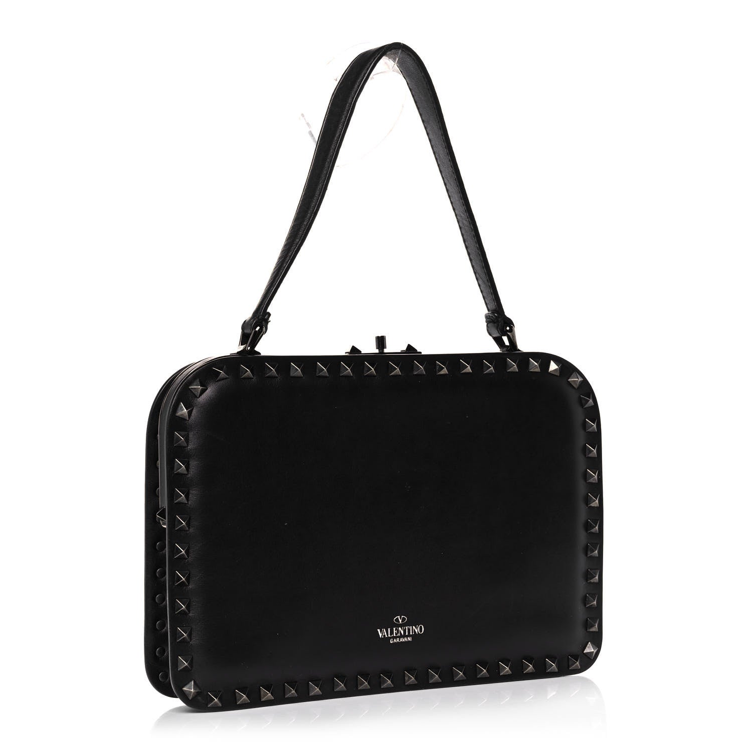 Valentino Garavani Vitello Rockstud All Over Top Handle Bag Black 3 of 13