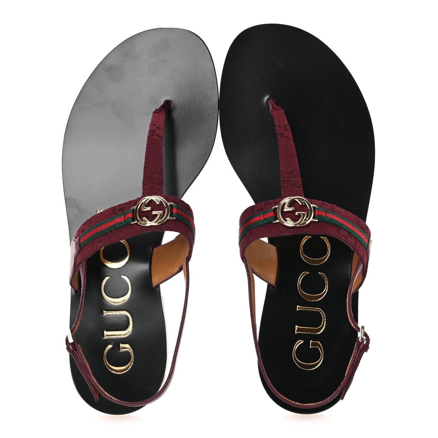 New Canvas GG Malaga Kid Web Interlocking G Womens Thong Sandals 39.5 Rosso Ancora