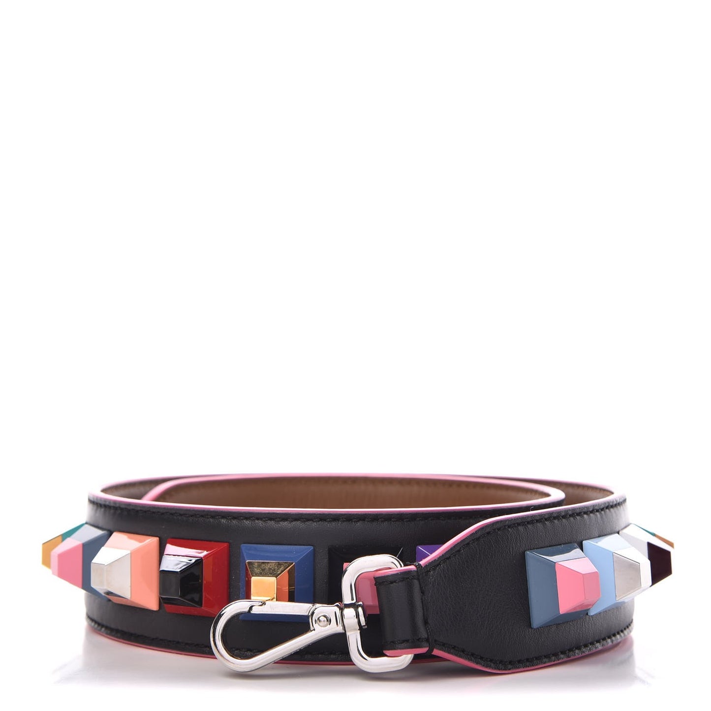 Vitello Dolce Plexiglass Bi-Color Studded Strap You Black Brownie Multicolor