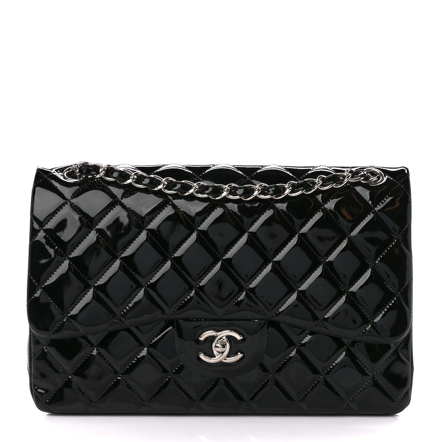Chanel Patent Quilted Jumbo Double Flap Black 1 of 12