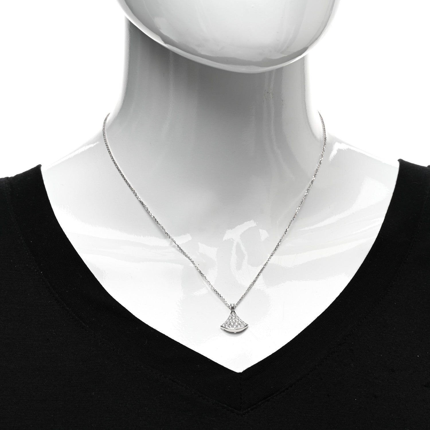 Bulgari 18K White Gold Diamond Divas' Dream Pave Necklace 2 of 5