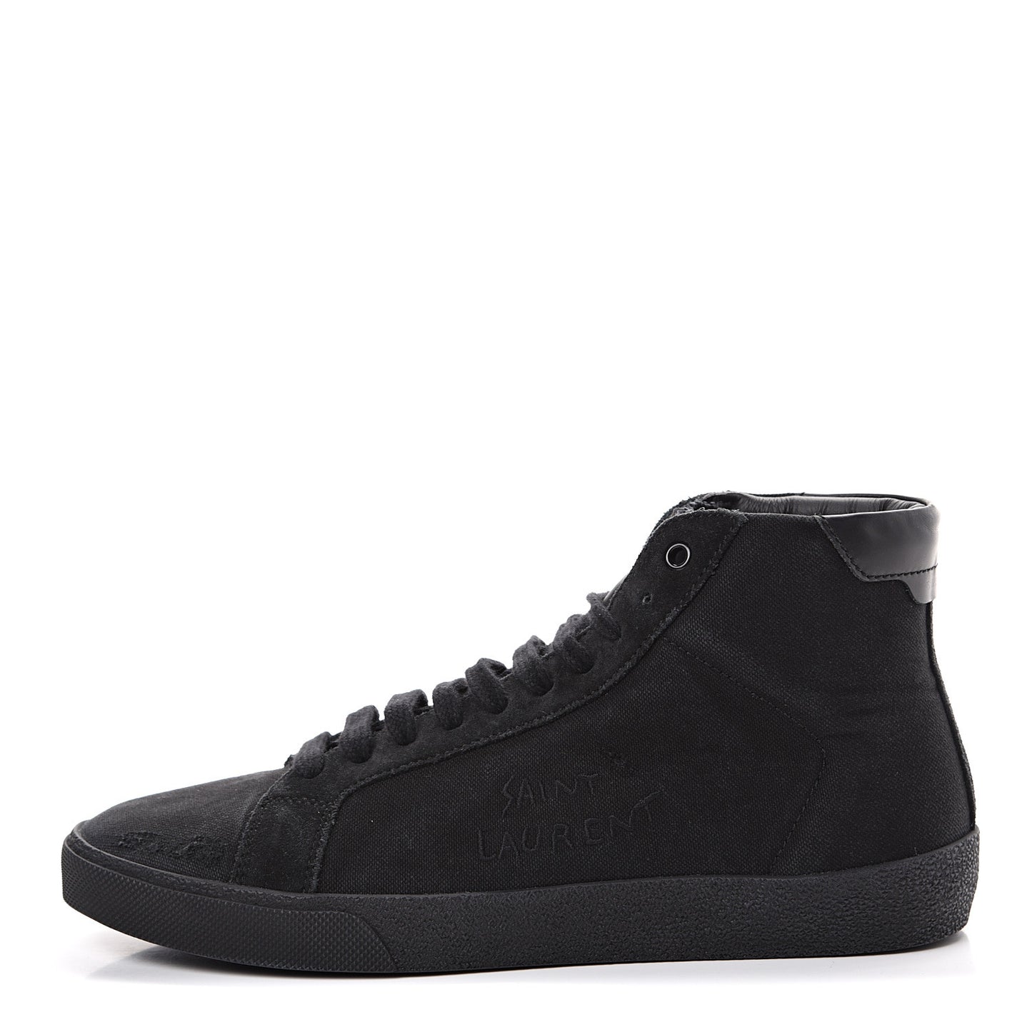 Distressed Canvas Mens Classic Court High Top Sneakers 42 Black
