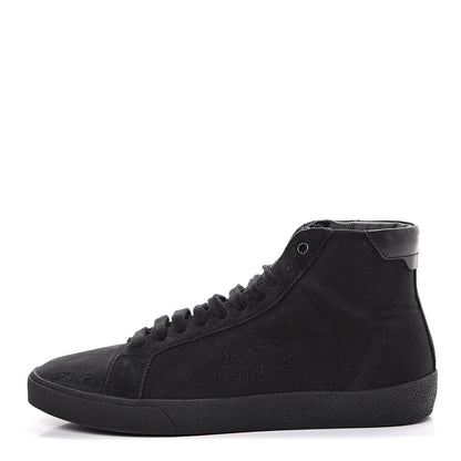 Saint Laurent Distressed Canvas Mens Classic Court High Top Sneakers 42 Black 1 of 11
