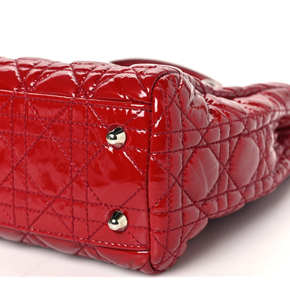 Christian Dior Patent Cannage Small Dior Soft Shopping Tote Red 10 of 11