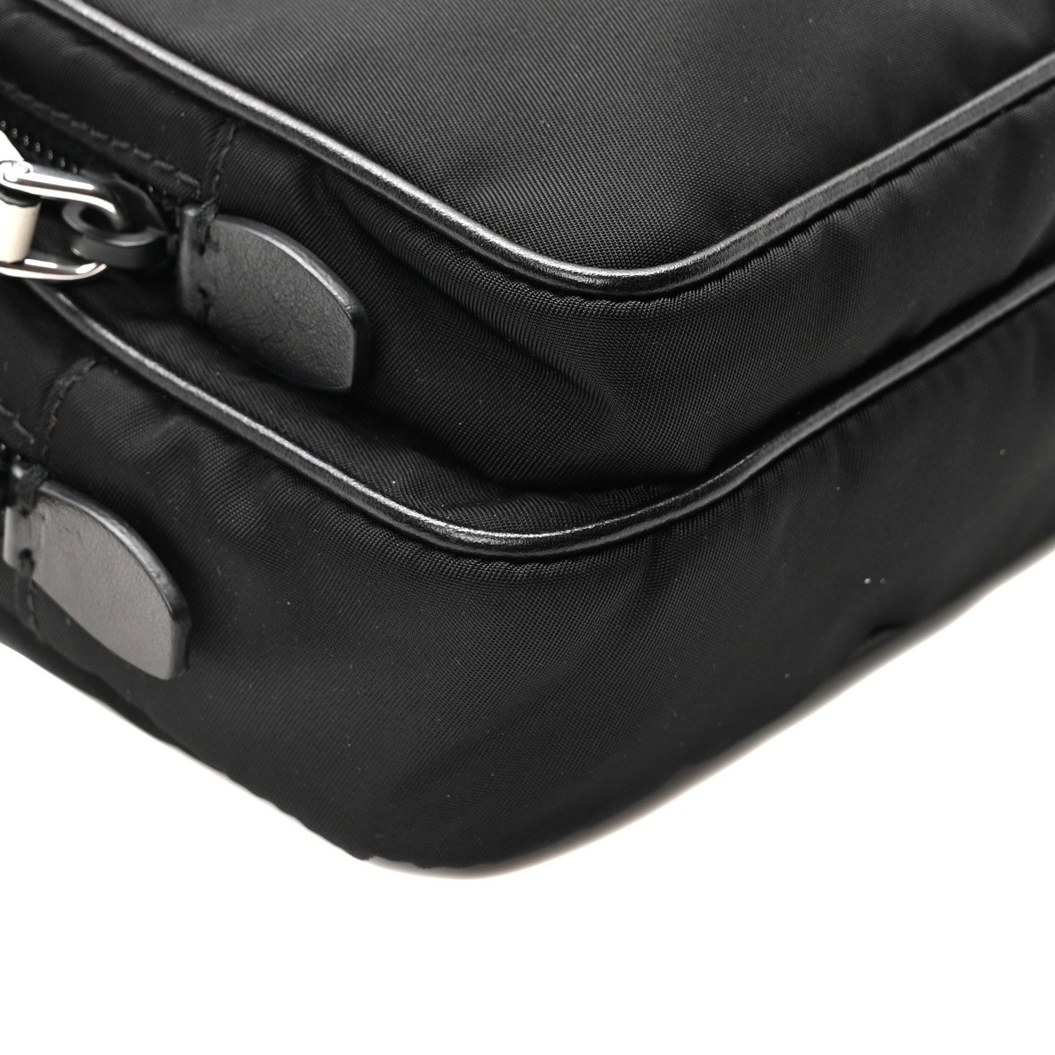 Prada Tessuto Nylon Studded Belt Bag Black White 9 of 10
