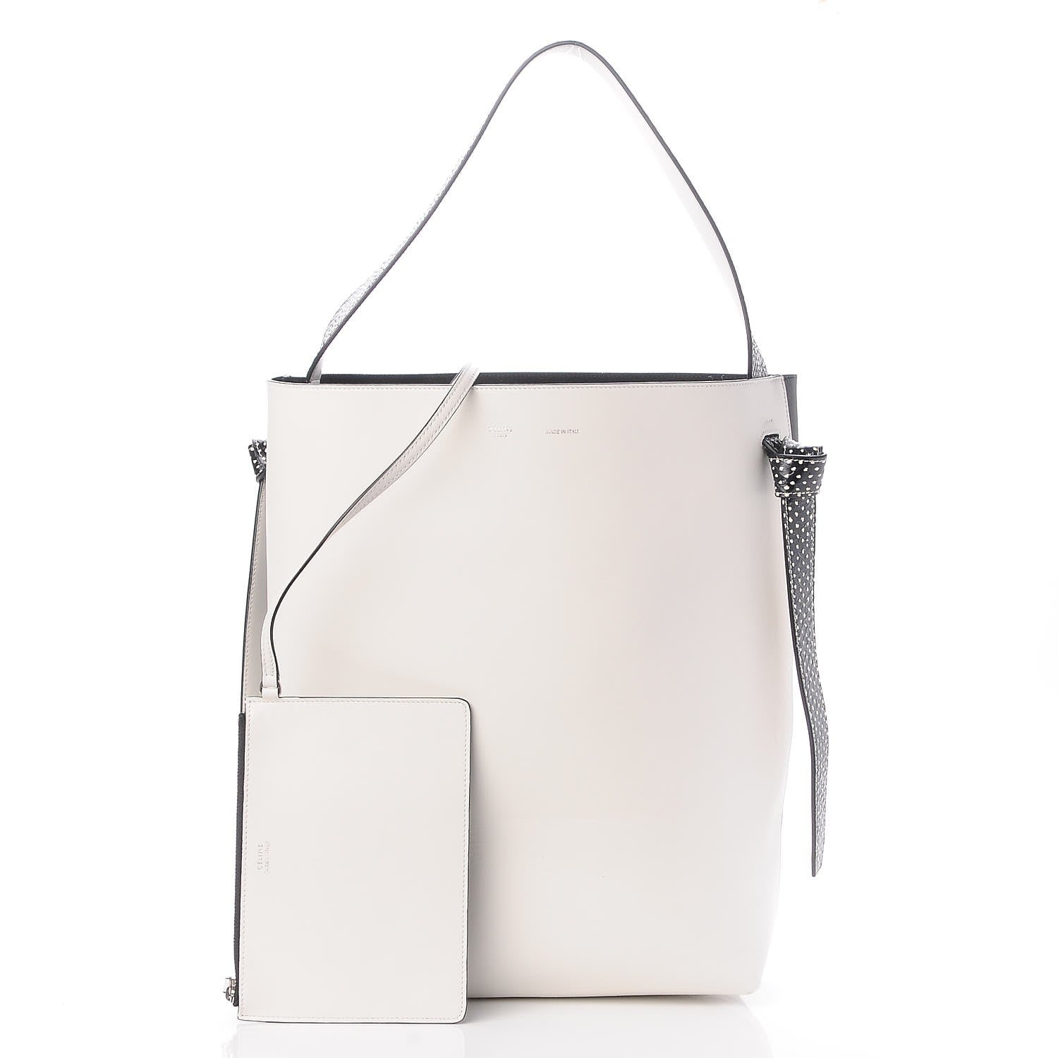 Celine Shiny Smooth Calfskin Small Twisted Cabas White Black 3 of 7