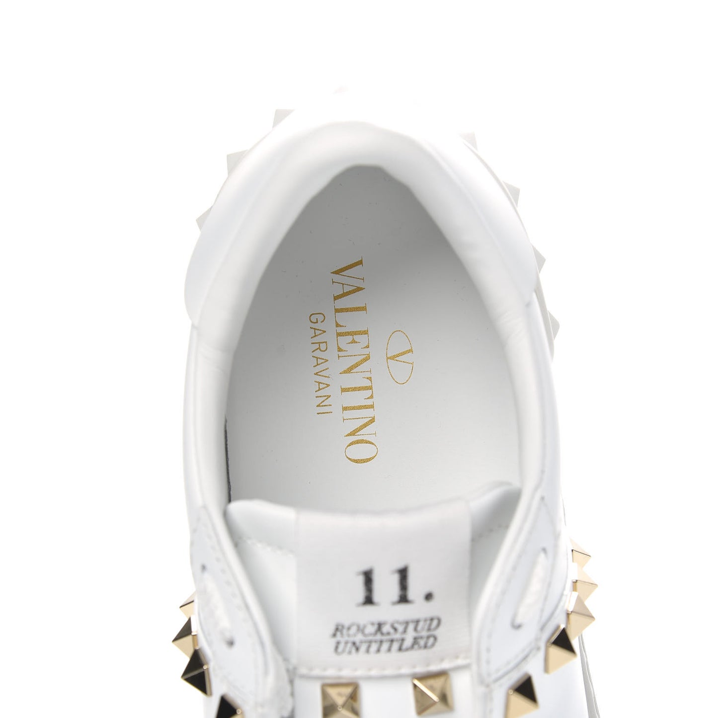 Calfskin Untitled Rockstud Sneakers 38.5 White