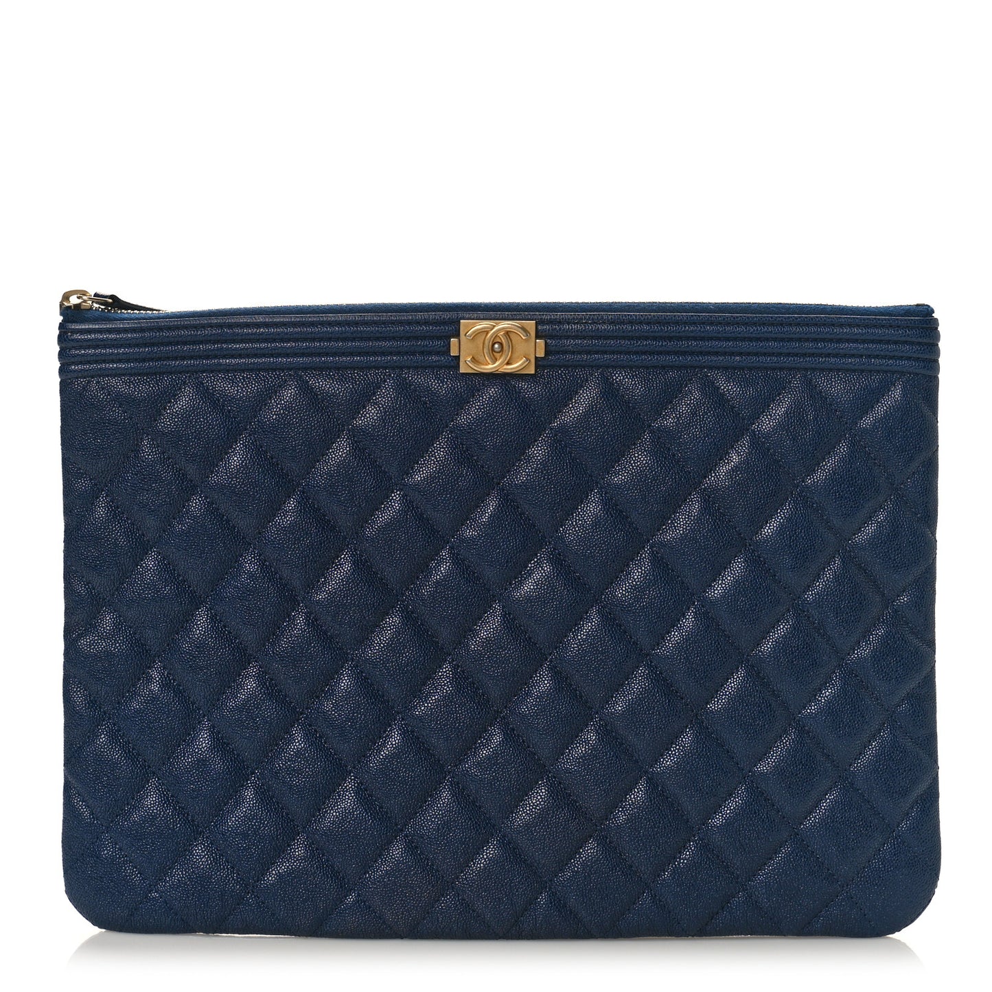 Caviar Quilted Medium Boy Cosmetic Case Navy