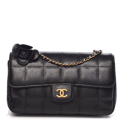 Chanel Lambskin Quilted Mini Chocolate Bar Camellia Flap Black 1 of 12