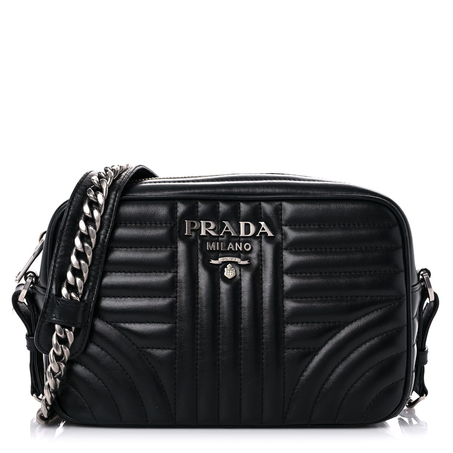 Soft Calfskin Diagramme Crossbody Bag Black