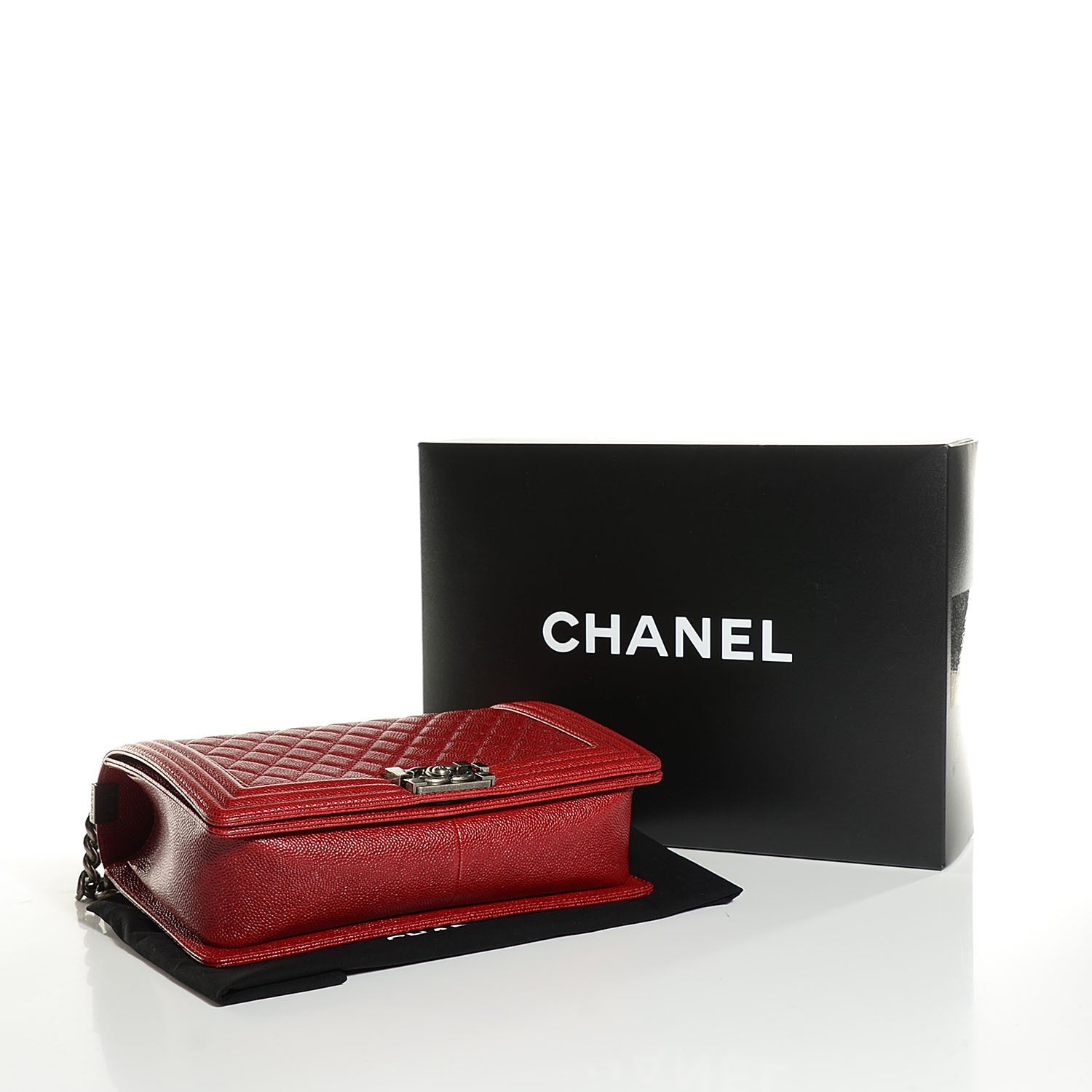 Chanel Caviar Quilted New Medium Boy Flap Dark Red 4 of 8