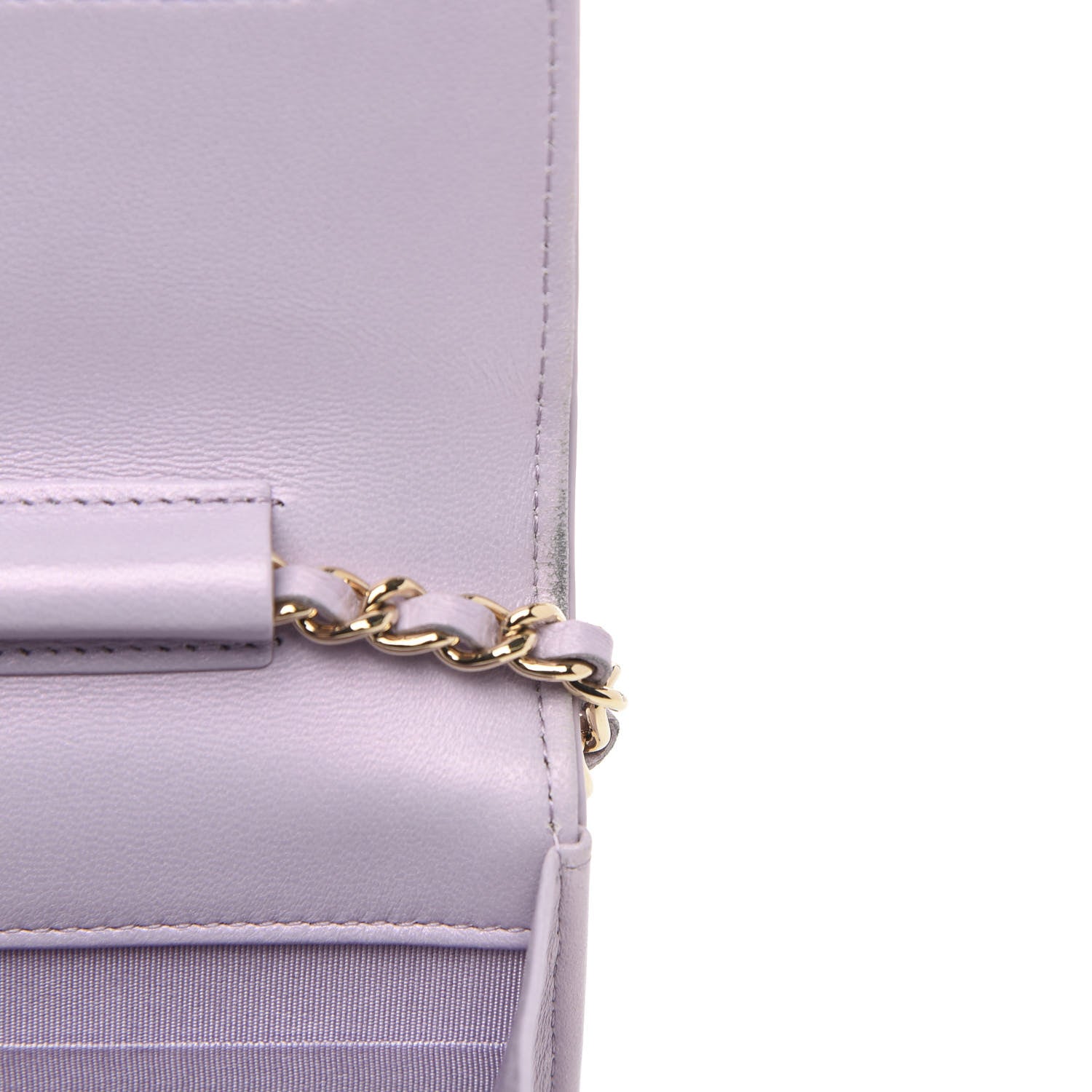 Chanel Patent Calfskin Quilted Boy Wallet On Chain WOC Purple 11 of 14