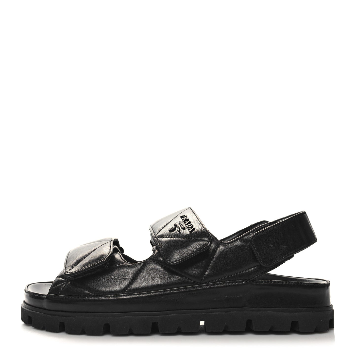 Nappa Quilted Padded Slingback Sandals 37 Black
