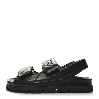 Prada Nappa Quilted Padded Slingback Sandals 37 Black 1 of 9