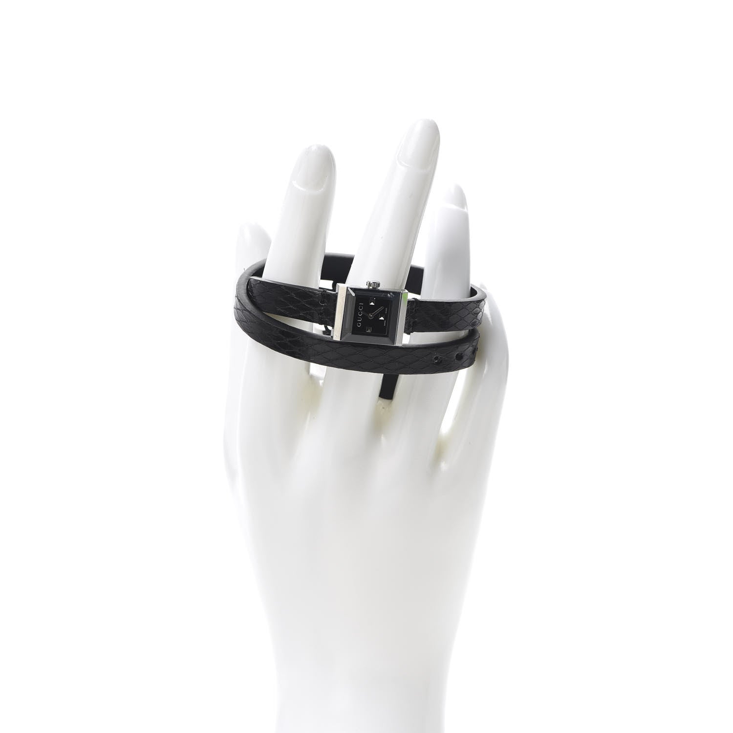 Gucci Stainless Steel Lizard 14mm G-Frame Square Double Wrap Quartz Watch Black 2 of 6