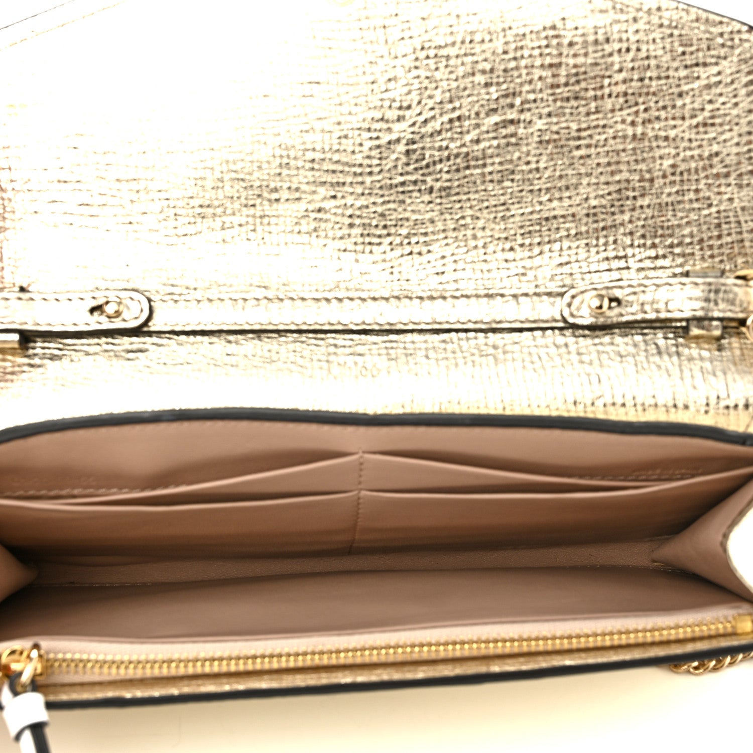 Chloe Metallic Textured Calfskin Aby Wallet on Chain Gold 5 of 11