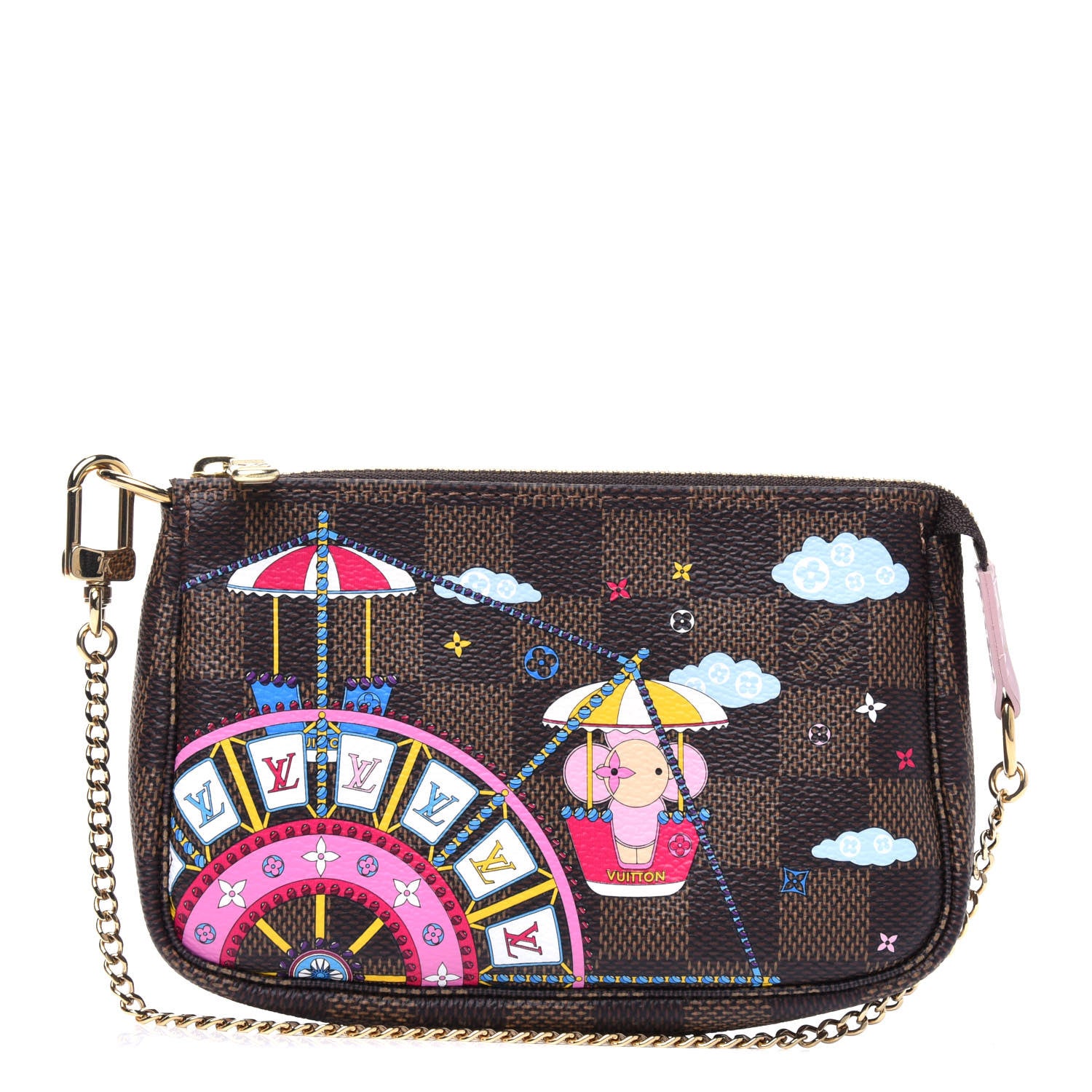 Louis Vuitton Damier Ebene 2020 Christmas Animation Big Wheel Mini Pochette Accessories Rose Ballerine 1 of 3