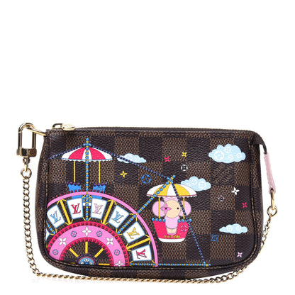 Louis Vuitton Damier Ebene 2020 Christmas Animation Big Wheel Mini Pochette Accessories Rose Ballerine 1 of 3