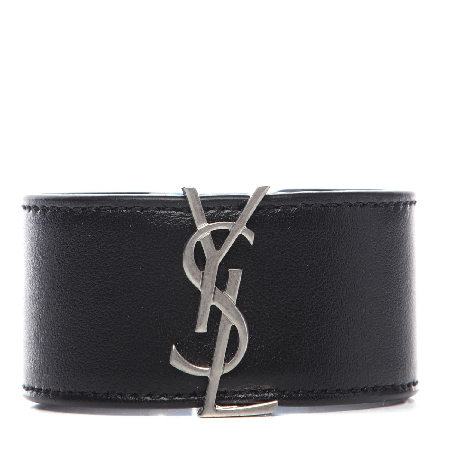 Saint Laurent Calfskin Monogram Bracelet Black 1 of 5