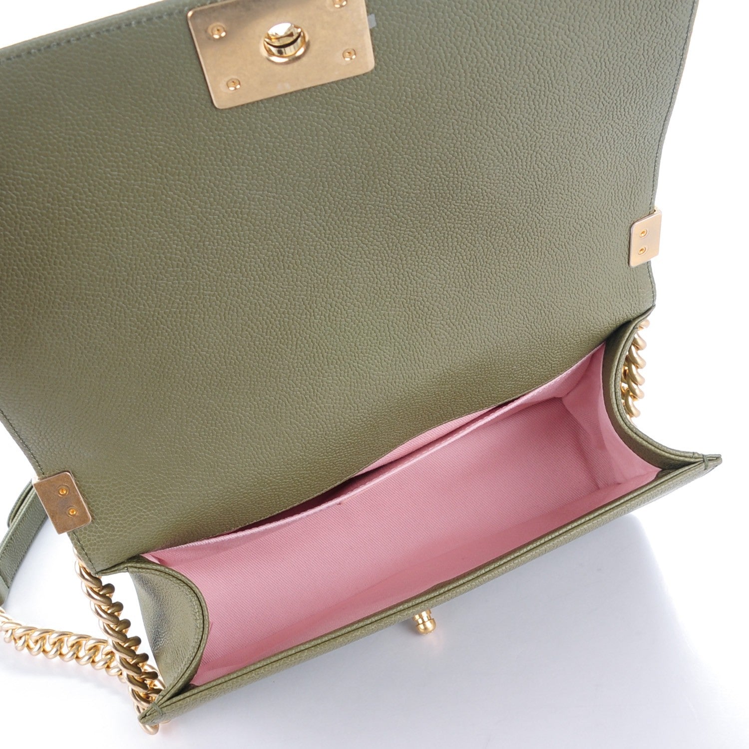 Chanel Caviar Quilted Medium Boy Flap Khaki 5 of 8