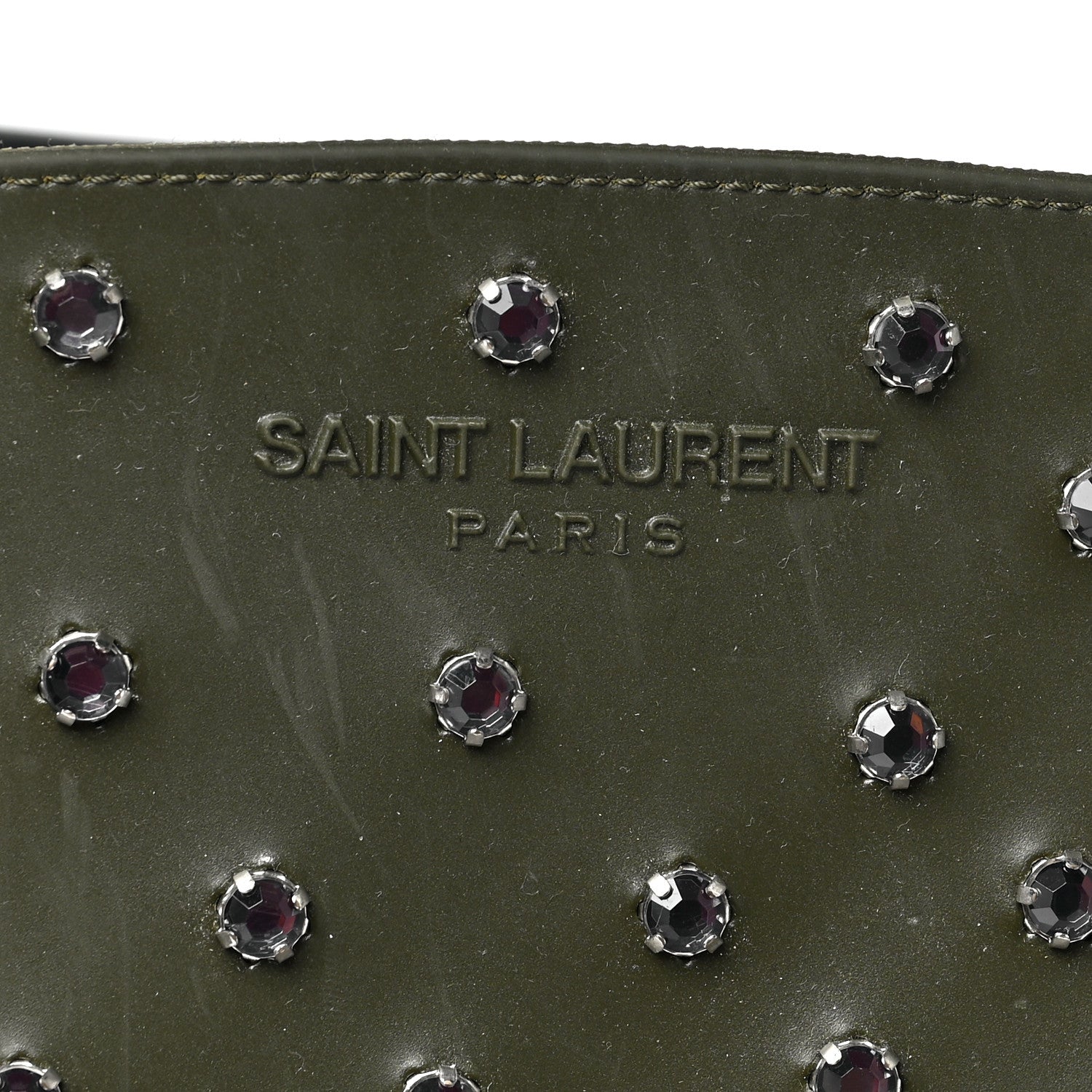 Saint Laurent Rubber Studded Festival Rain Boots 38 New Kaki Fonce 7 of 8