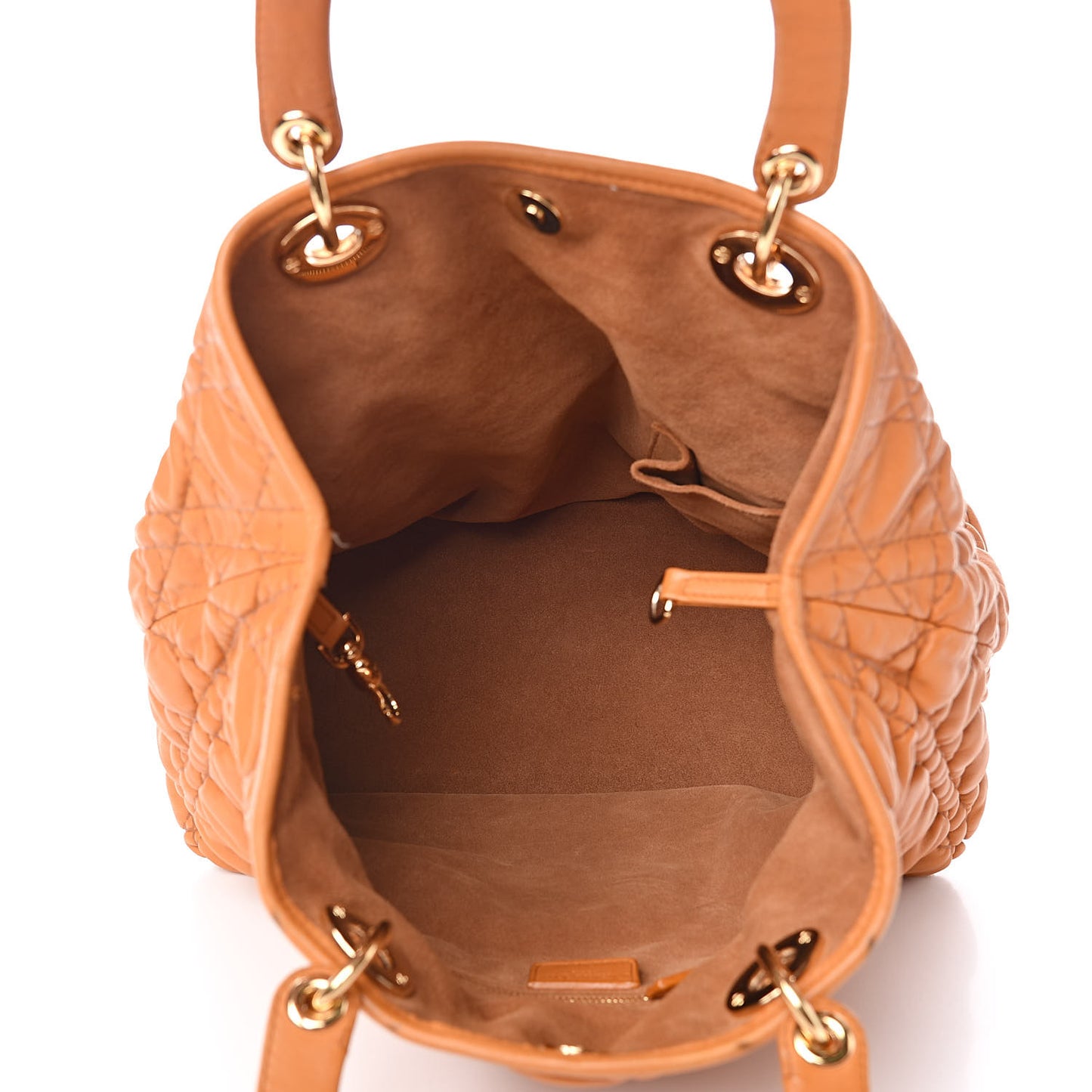 Lambskin Cannage Large Soft Lady Dior Shopping Tote Orange