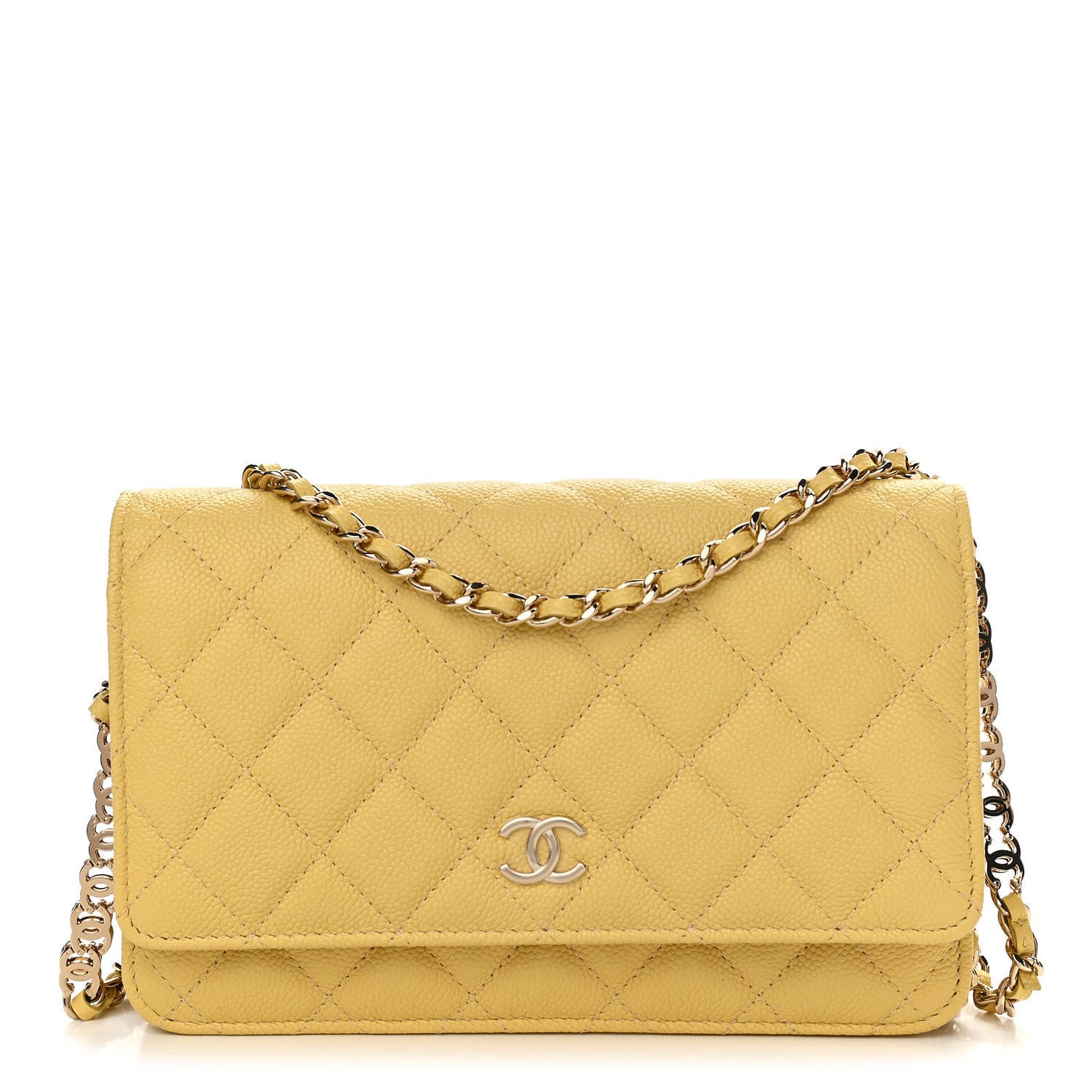Caviar Quilted Tiny CC Wallet On Chain WOC Yellow