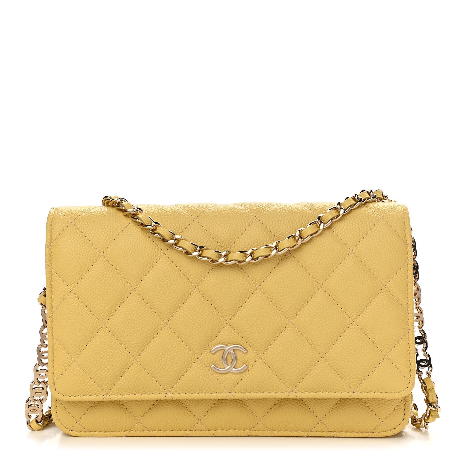 Chanel Caviar Quilted Tiny CC Wallet On Chain WOC Yellow 1 of 13