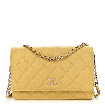 Chanel Caviar Quilted Tiny CC Wallet On Chain WOC Yellow 1 of 13