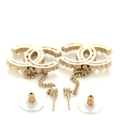 Chanel Crystal Pearl Dazzling Domino Drop Earrings Matte Gold 3 of 4