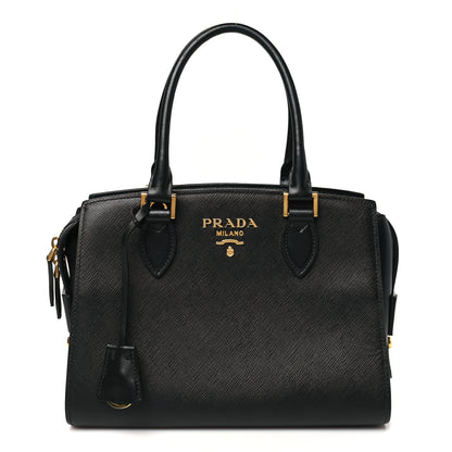 Prada Saffiano Soft Calfskin Double Handle Satchel Black 1 of 10