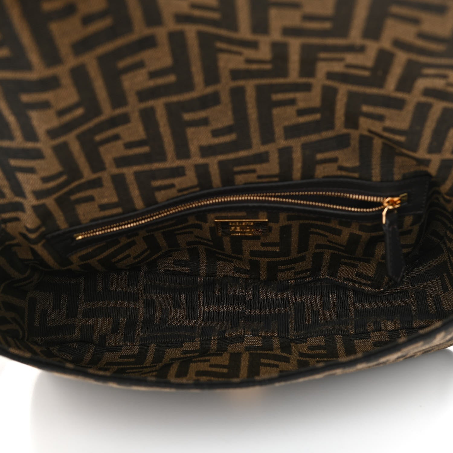 Fendi Fabric Jacquard FF 1974 Medium Baguette Tobacco Moro Black 5 of 8