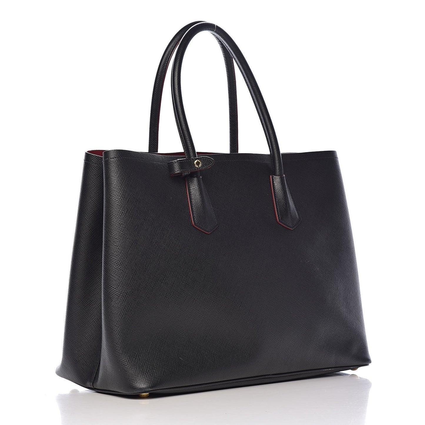 Saffiano Cuir Large Double Bag Black Fuoco