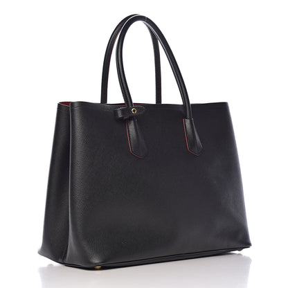Prada Saffiano Cuir Large Double Bag Black Fuoco 3 of 15