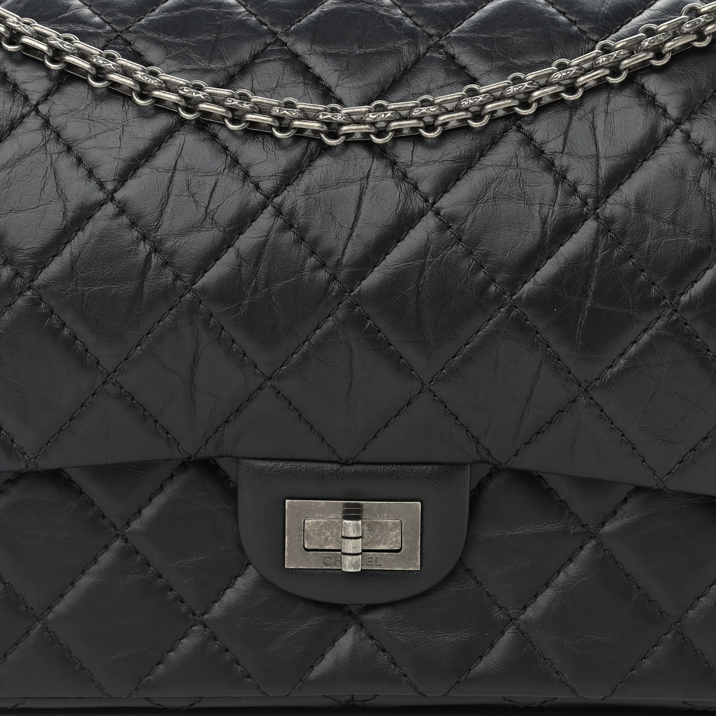 Aged Calfskin Quilted 2.55 Reissue 226 Flap Black