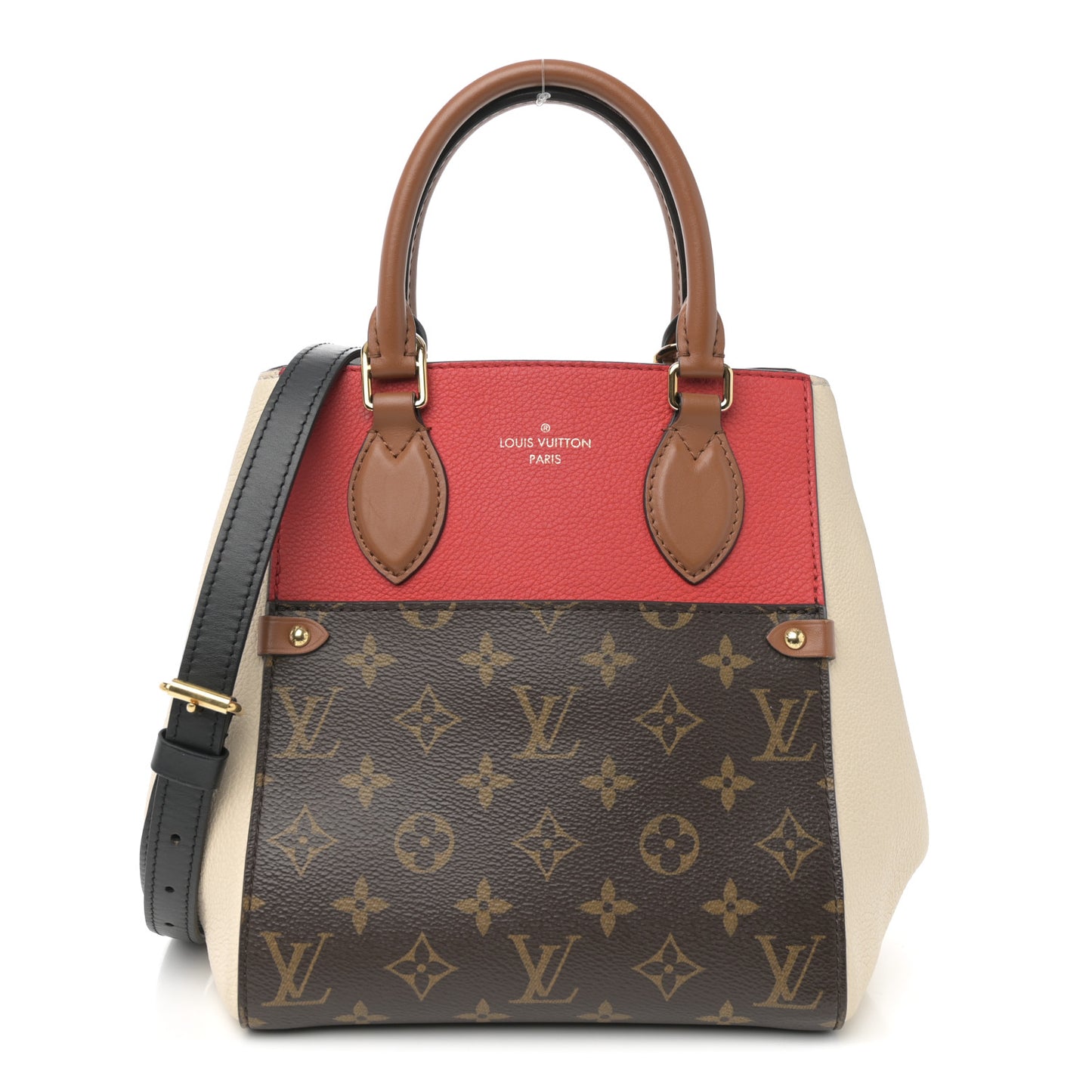 Calfskin Monogram Fold Tote PM Cerise Cream Black