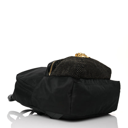Versace Nylon Goatskin Studded Palazzo Medusa Backpack Black 4 of 21