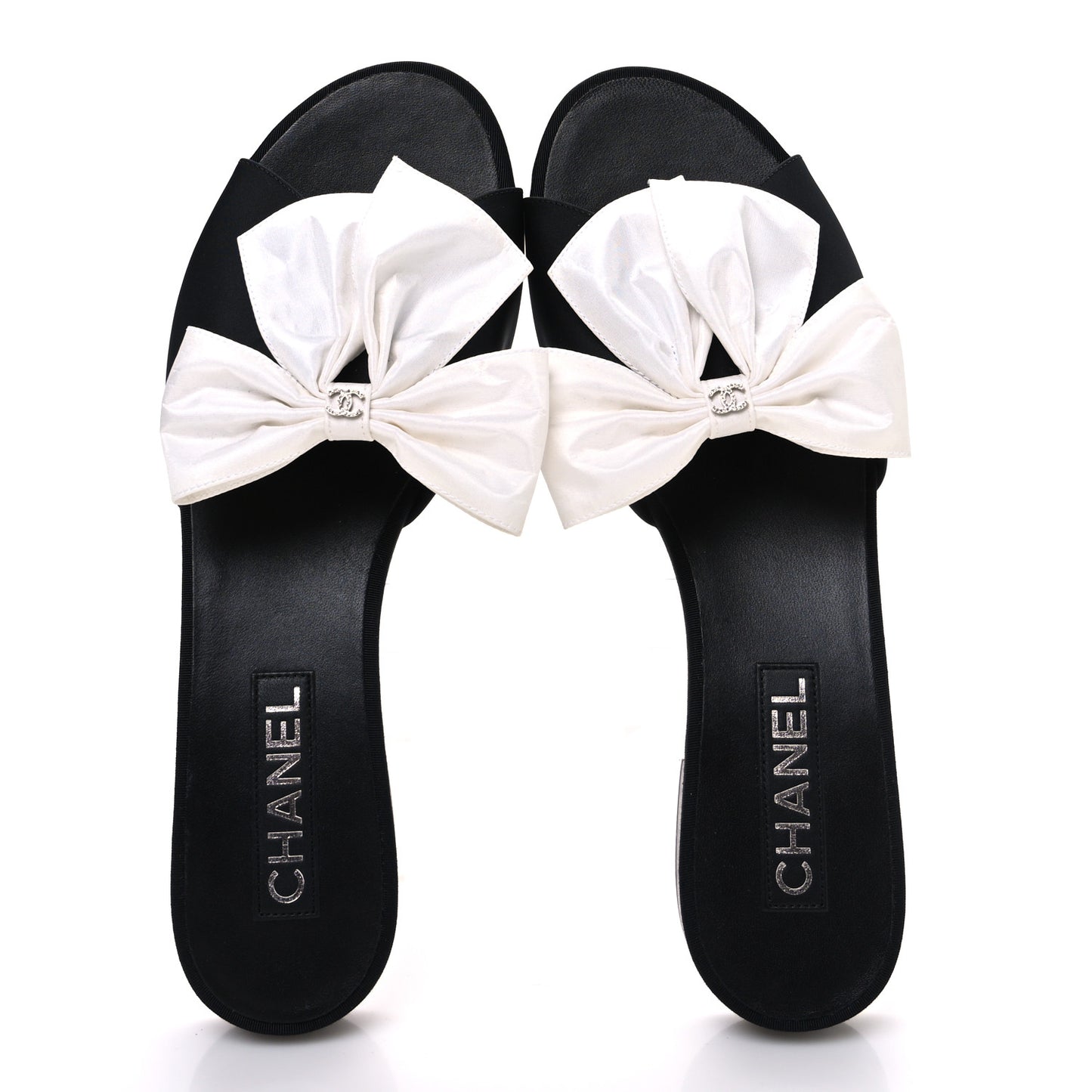 Silk Bow CC Mules 41 Black White