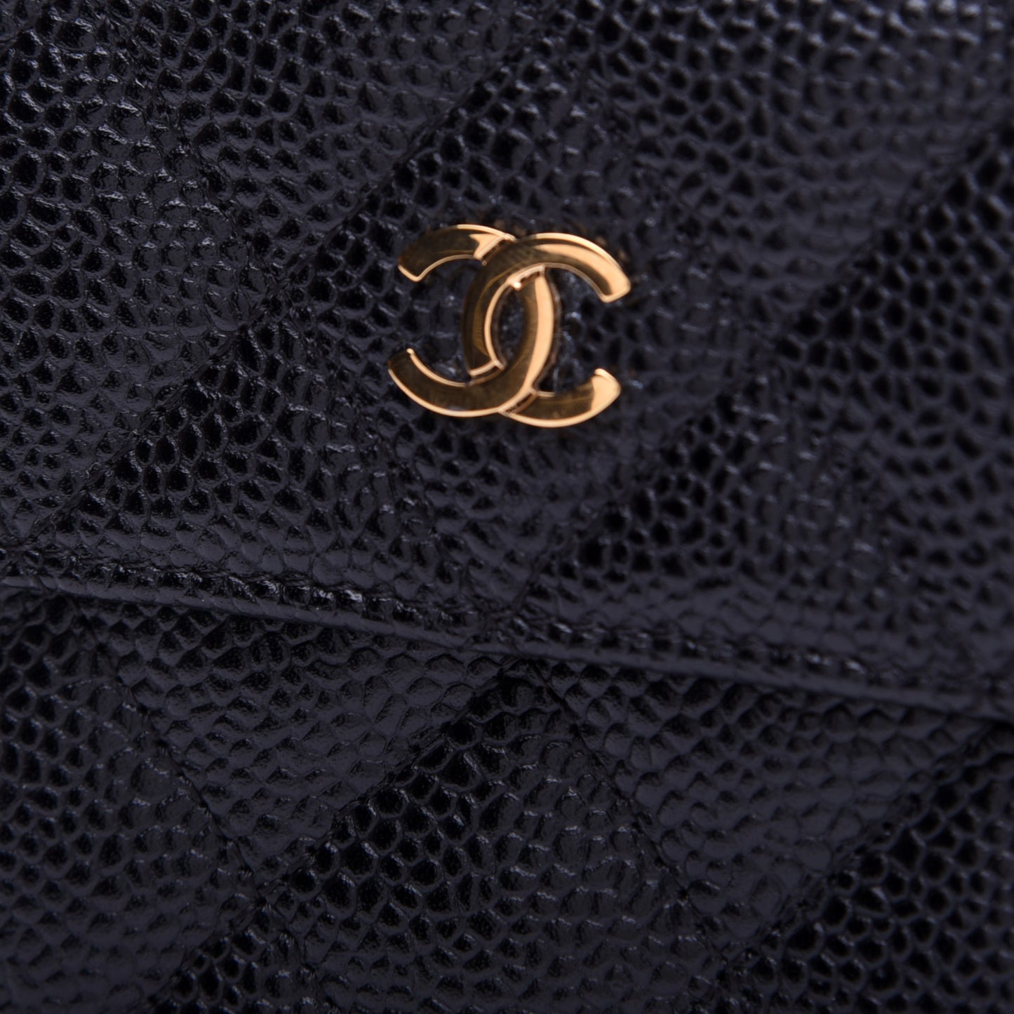 Caviar Quilted Compact French Flap Wallet Black