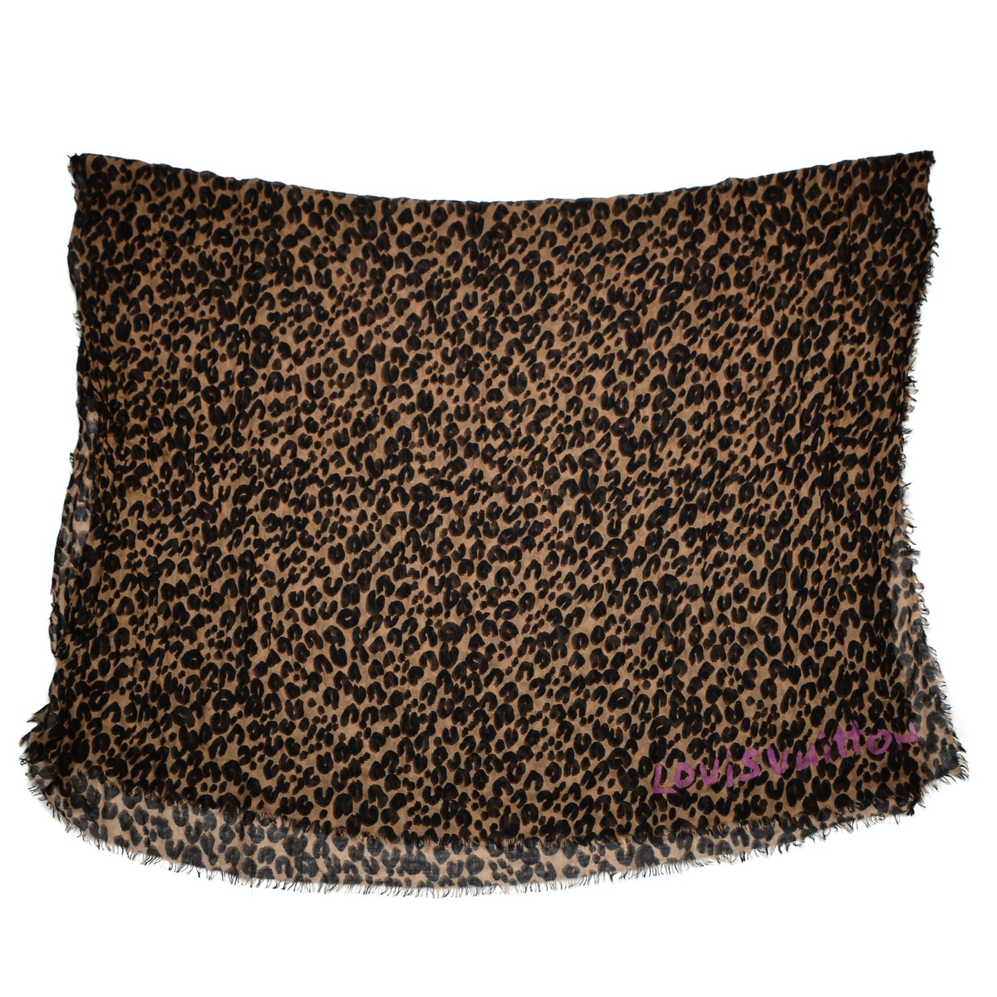 Cashmere Silk Leopard Stole Brown