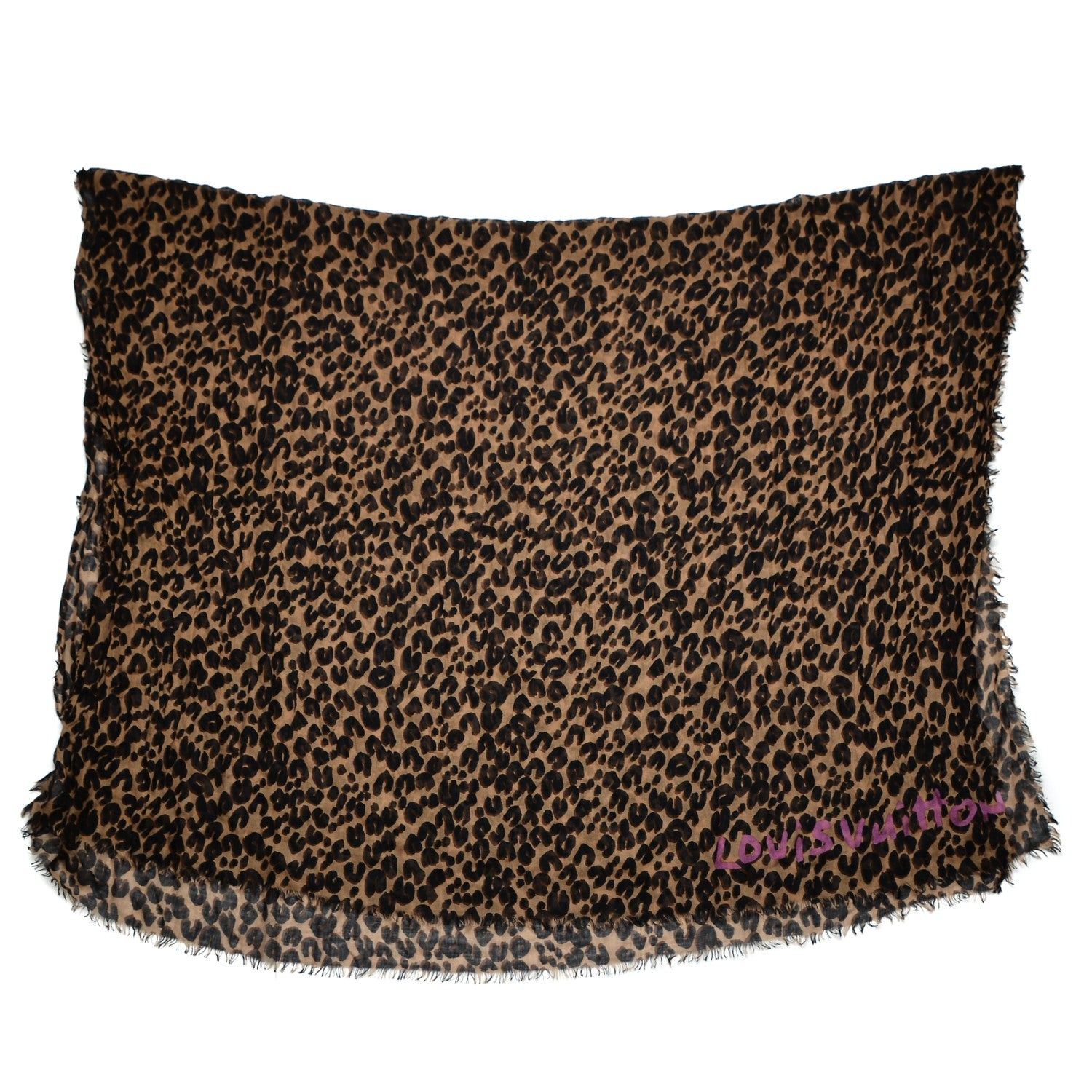 Louis Vuitton Cashmere Silk Leopard Stole Brown 3 of 6