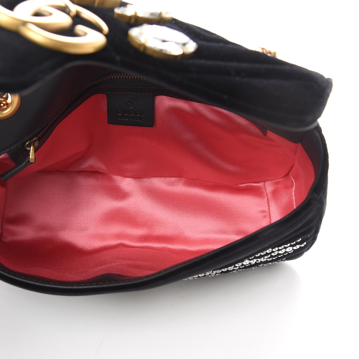 Gucci Velvet Matelasse Marquise Crystals Embroidered Small GG Marmont Shoulder Bag Black 5 of 13