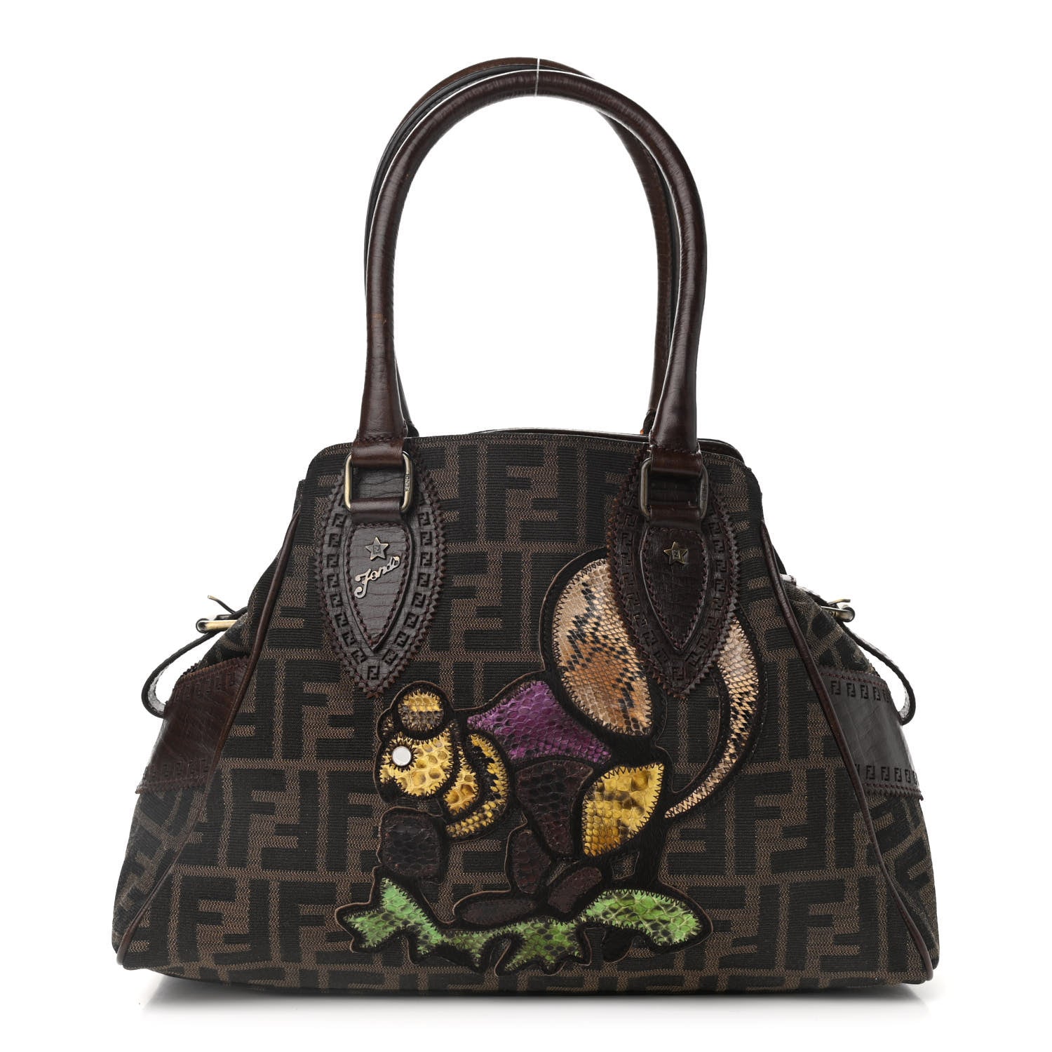 Fendi Zucca Snakeskin Squirrel Small Bag De Jour Tobacco 1 of 9
