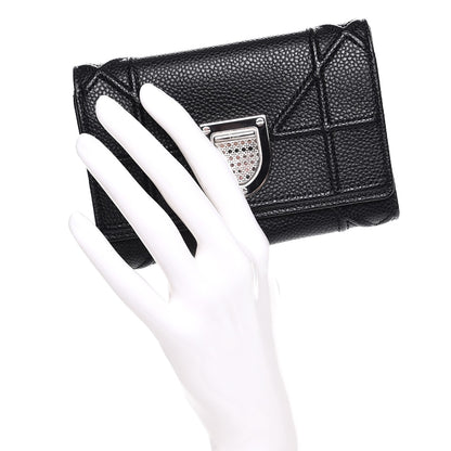 Christian Dior Grained Calfskin Cannage Diorama Elancee Wallet Black 2 of 8