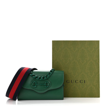 Gucci Azalea Calfskin Web Monochrome Mini Horsebit 1955 Chain Shoulder Bag Emerald 13 of 13