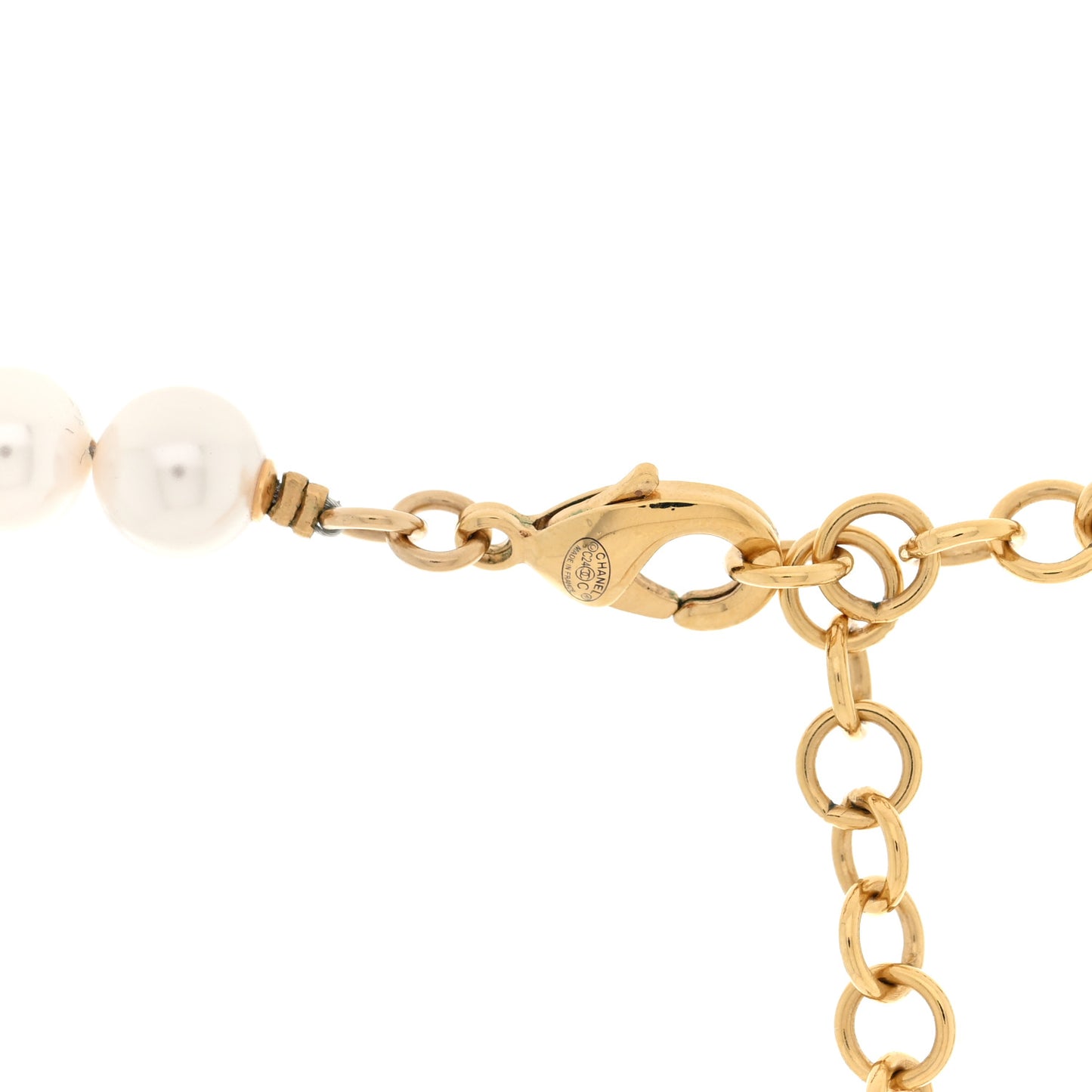 Pearl Crystal CC Star Choker Necklace Gold