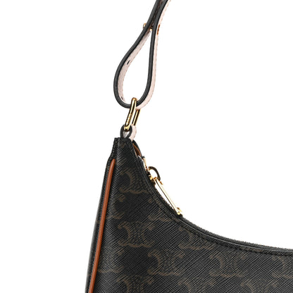 Celine Triomphe Canvas Calfskin Ava Shoulder Bag Tan 9 of 11