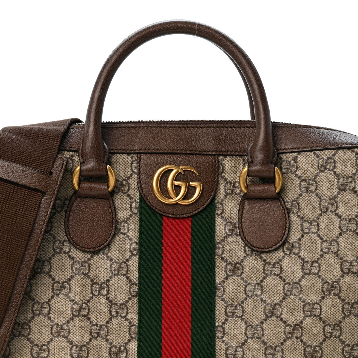 Gucci GG Supreme Monogram Textured Calfskin Web Medium Ophidia Briefcase Beige Ebony New Acero 8 of 11