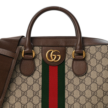 Gucci GG Supreme Monogram Textured Calfskin Web Medium Ophidia Briefcase Beige Ebony New Acero 8 of 11
