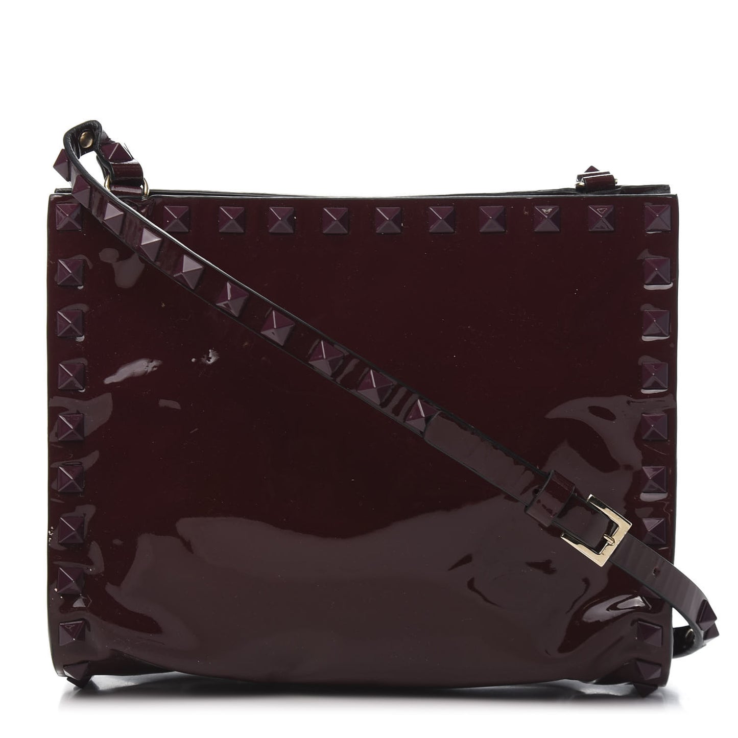 Patent Mini Rockstud Crossbody Bag Rubin